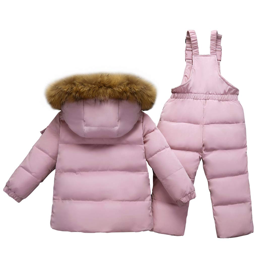 Girls Snowsuit Set 2-Piece Winter Puffer Jacket and Snow Pants Ultralight Skisuit Set Pink 4-5 Years : Clothing, Shoes & Jewelry