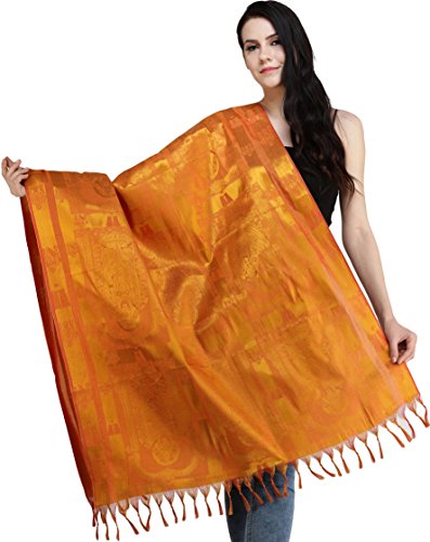 Motif indien Lord Venkateshvara brodé orange et cheddar foncé pour mur