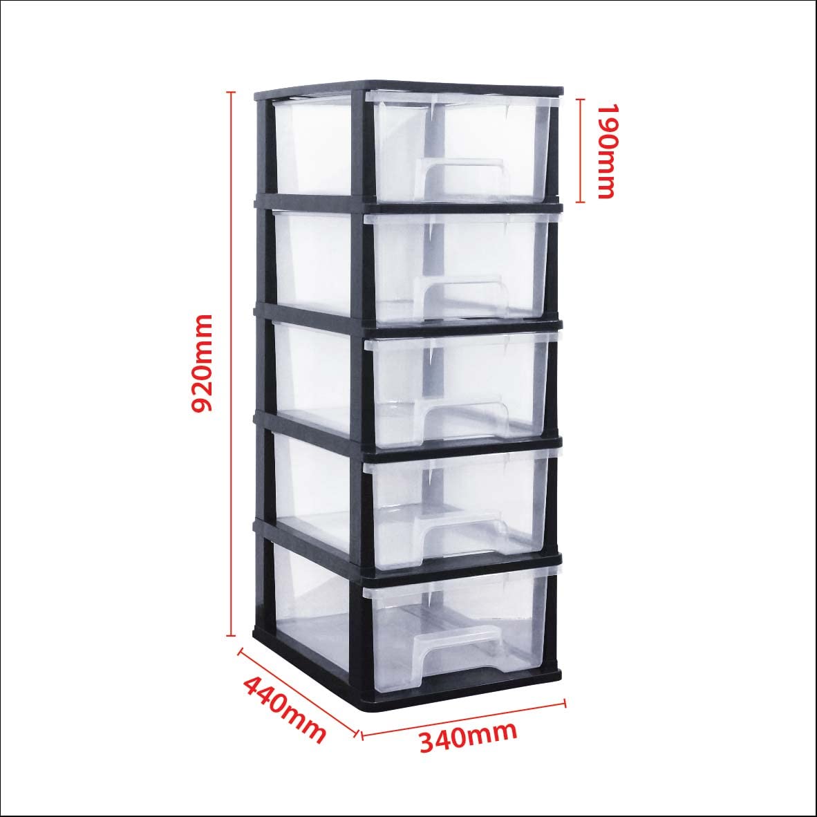 ABBAware Schubladenbox, Schubladen-Container auf Rädern, 5 große 17 Liter Schubladen, der Umwelt zuliebe aus recyclebarem PP Kunststoff, in schönen Farbvarianten, Rollcontainer, Organizer, Stapelboxen