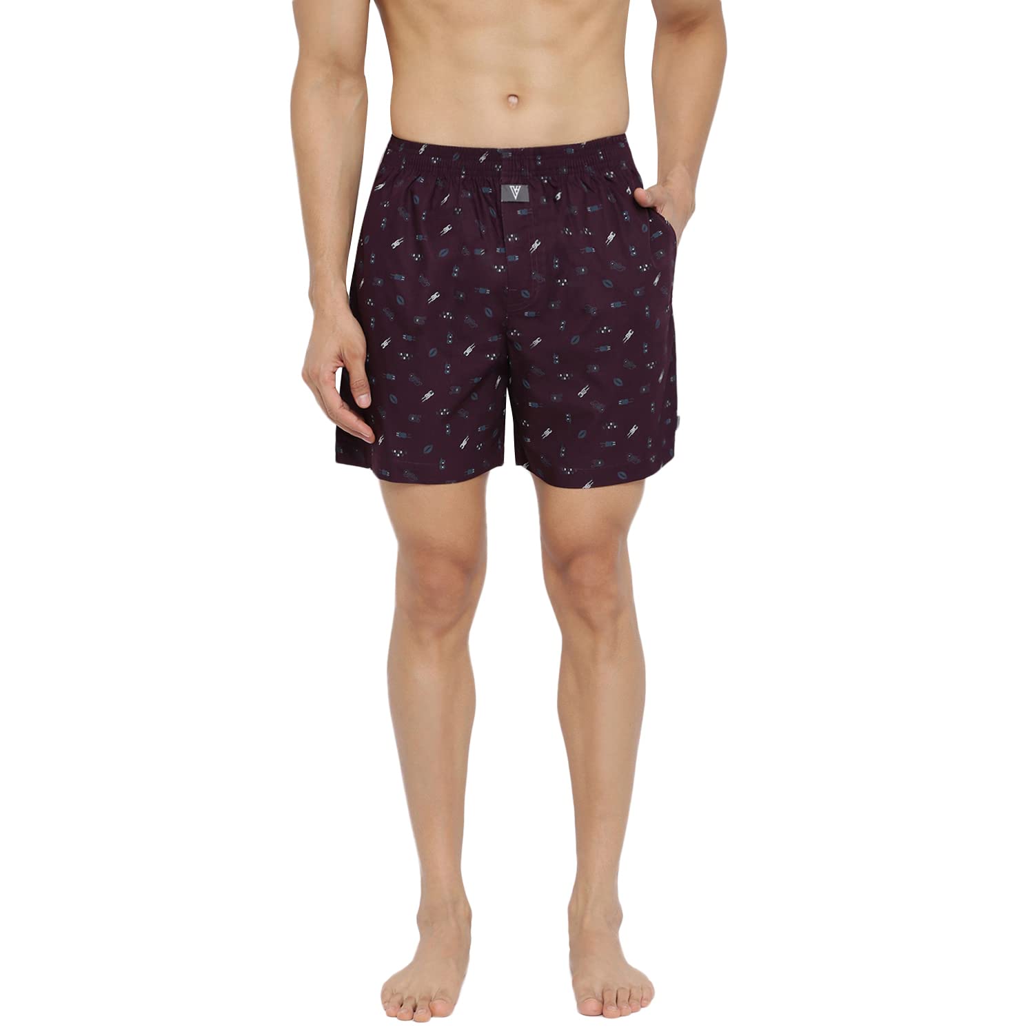 van heusen Men Boxer Shorts - 100% Combed Cotton - Allover Print, Side Pocket, Side Slits-picture-34