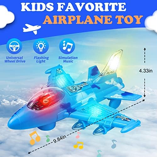 YongnKids Airplane Toys | Aeroplane Toys for 2 3 4 5 6 Year Old | Toy Plane with Sound and Colorful Led Lights,Blue Musical Toy Aeroplane for Boys Girls Toddlers First Early Development Gifts