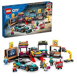 LEGO City Custom Car Garage, Toy Garage Building Set with 2 Customizable Cars, Pretend Play Mechanic Toy with 4 Mini Figures, Birthday Gift Idea for Boys, Girls, Kids Who Love Cars Age 6+, 60389
