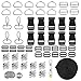 Produktbild TAZEMAT 60 Stück Schnallen Klickverschluss Metall D-Ring Side Release Schnallen Clips Leiterschnallen mit Gurtband Polypropylen und Maßband für Rucksack Koffer Schnalle Bastelzubehör(Schwarz & Silber)