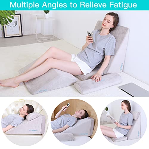 Urblapow Up-Ⅱ Wedge Pillow - Bed Wedge Pillow ，Back Support Wedge Pillow For Back And Legs Support ，Sleeping ， Hypoallergenic Support Pillow For Acid Reflux/Allergies/Indigestion Gray #TOP3