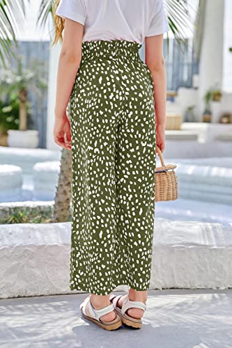 Image of SySea Girls Wide Leg Pants Kids Cute Print High Waisted Loose Fit Comfy Belted Lounge Trousers with Pockets