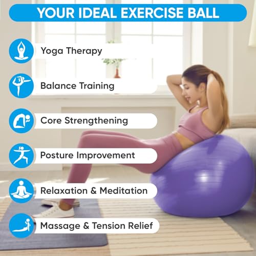 image for APEXUP Yoga Ball Exercise Ball, Anti Slip Stability Ball Chair, Heavy 
