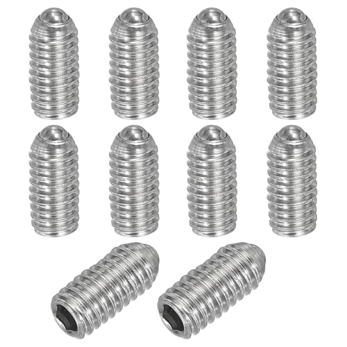 PATIKIL M4x8mm Ball Point Set Screws, 10 Pcs 304 Stainless Steel Hex Socket Spring Ball Point Grub Screws for Industrial Machine Home Furniture Workplaces, Silver Deal