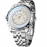 FORSINING Blue Glass Design Black Silver Automatic Watch Stainless Steel Date Clock Luminous Men Business Mechanical Wristwatch