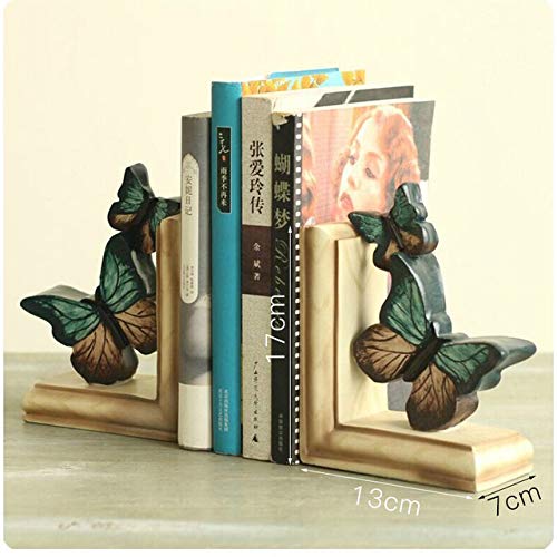Lilove Retro Ice Blue Butterfly Bookends, Creative American Decorations, Bookends, Bookshelves, Resin Crafts Ornaments #TOP1