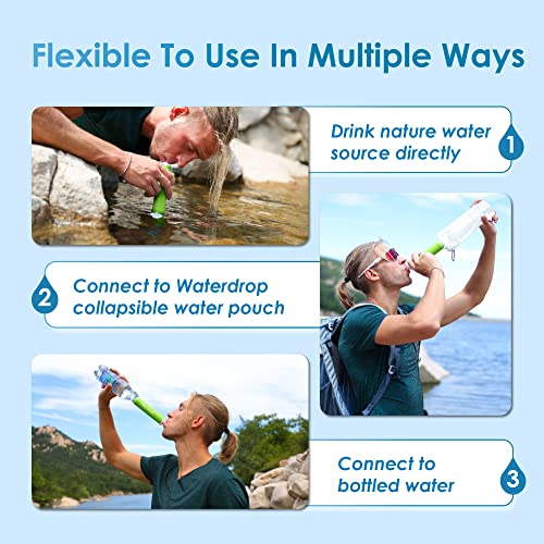 Waterdrop Gravity Water Filter Straw, Camping Water Filtration System, Water Purifier Survival For Travel, Backpacking And Emergency Preparedness, 1.5 Gal Bag, 5 Stage Filtration, Green #TOP6