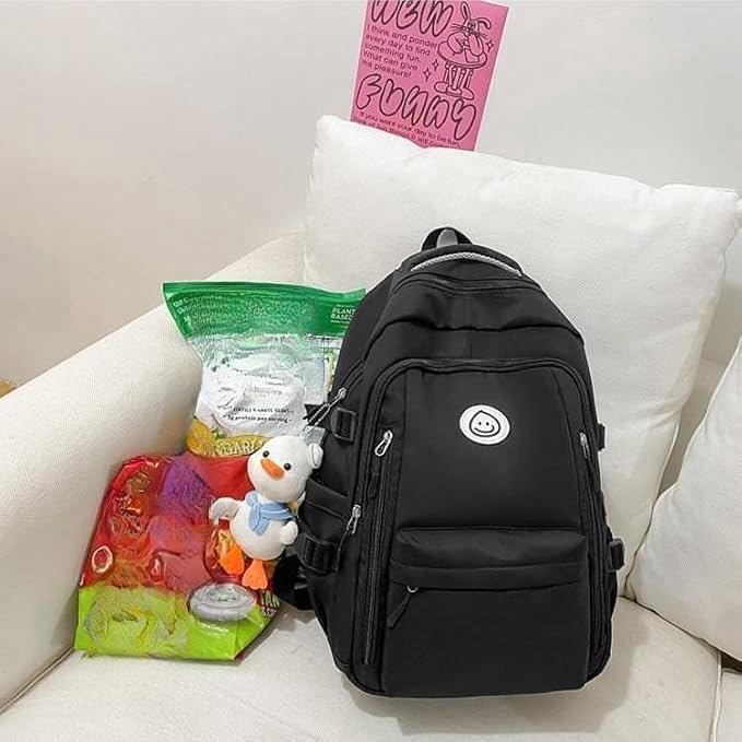 Teclado Kawaii Backpack with Cute Accessories Lightweight Bookbags Laptop Bag Waterproof Casual Travel Daypacks (Black)2