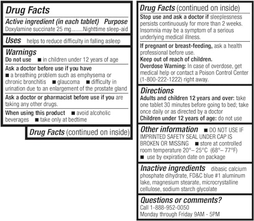 Image of HealthA2Z Nighttime Sleep-Aid, Doxylamine Succinate 25mg, 200 Counts (Pack of 1), Safe & Effective