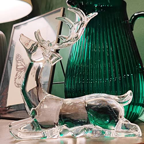 Hozuso Acrylic Sitting Reindeer Deer Figurine Glass Collection Ornament Statue Animal Collectible Sitting Christmas Decor Home Decor #TOP2