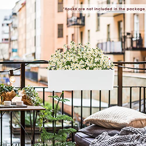 Gardenbasix Elongated Self Watering Planter Pots Window Box 5.5 X 16 Inch With Coconut Coir Soil Indoor Home Garden Modern Decorative Planter Pot For All House Plants Flowers Herbs 1, White 5.5" X16” #TOP7