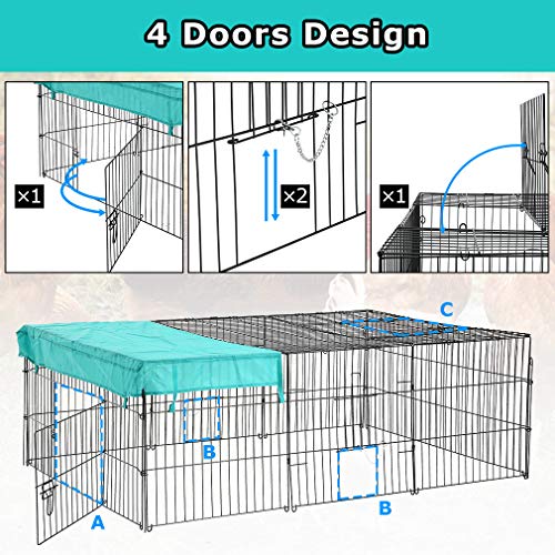 image for BestPet Large Metal Chicken Coop, Chicken Run Outdoor Walk-in Poultry 