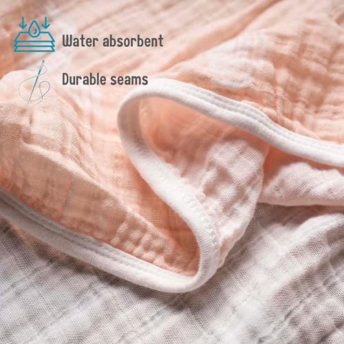 Image of 100% Cotton Muslin Baby Bath Poncho - Soft & Absorbent Hooded Towel for Infants & Toddlers, Lightweight and Breathable,Baby Shower (White Rainbow)
