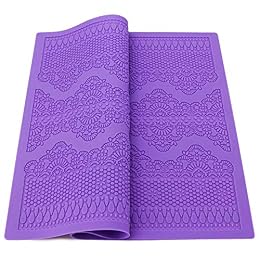 Beasea Fondant Lace Mold, Silicone Lace Mould for Cake Decorating Molds Silicone Shapes Border Decoration, Fondant Impression Mat Purple for Chocolate Sugar Sugarcraft Candy Cupcake Baking Embossing