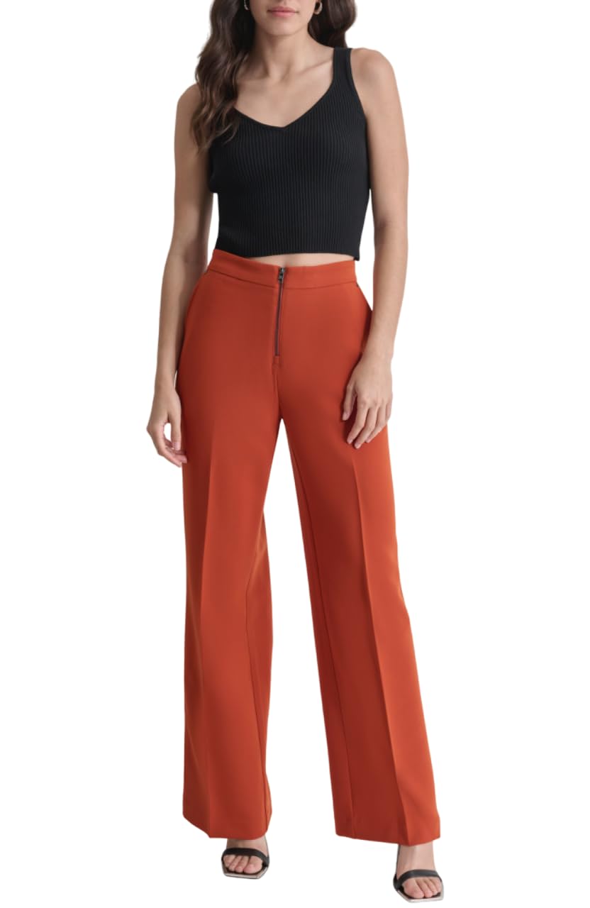 DKNY Double Weave Wide Leg Pants Pantaloni Donna