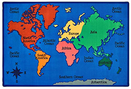 Carpets for Kids KID$Value PLUS 96.86 World Map 8ft x 12ft Rectangle Multicolored