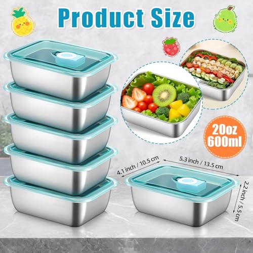 Image of Honbuty Stainless Steel Food Storage Containers with Lids | Leakproof, Oven & Freezer Safe | Meal Prep & Lunch Boxes | Snack Container | Reusable Meal Prep Boxes (2)