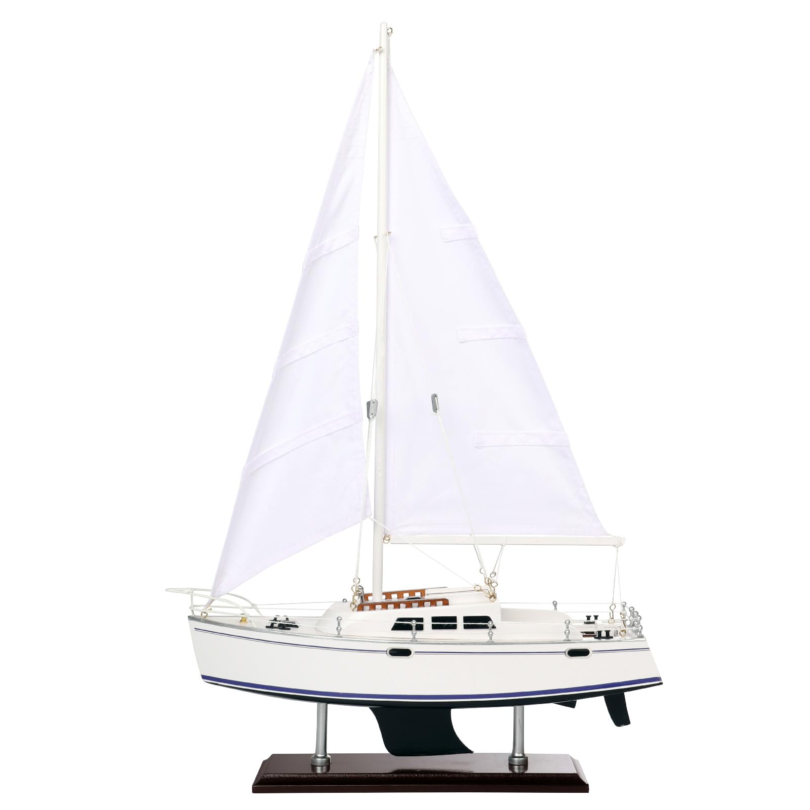 NAUTIMALL Wooden Catalina Yacht Model, 15x23 inch Sailboat Decor, Modern Luxurious Living Room Nautical Home Decoration Beach House Display