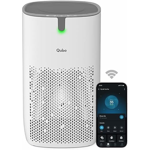 Qubo Smart Air Purifier Q400 for Home by Hero Group | 400 Sqft | 99.99% Allergen Removal | HEPA H13 | 9000 Hrs Filter Life | App & Voice Control | Energy Saving | Ultra-Quiet BLDC Motor (White)