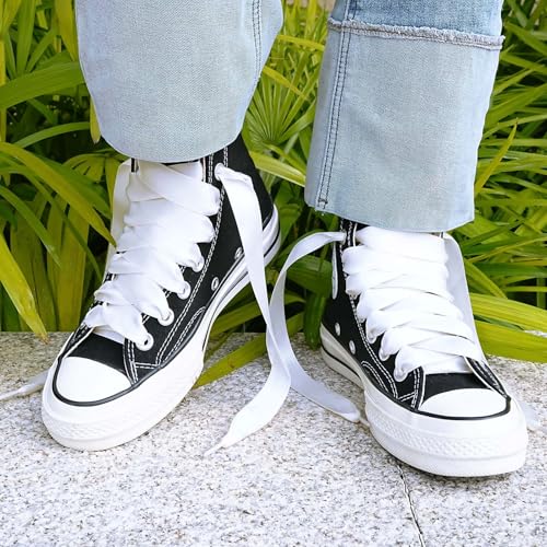 Image of Booyckiy 3 /4 inch Wide Satin Ribbon Shoelaces Flat Colorful Shoe Laces for Women Girls