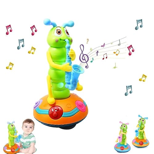 Oruga de saxofón bailarín, juguete eléctrico de saxofón de oruga para niños, juguete musical realista, juguete de aprendizaje temprano, juguete de