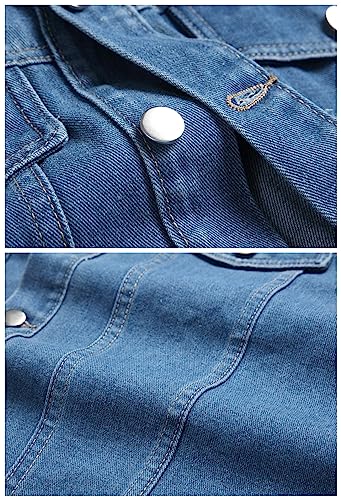 Image of LZLER Men's Denim Jackets Distressed Destroyed Classic Vintage Slim Fit Ripped Fashion Trendy Trucker Jean Jackets