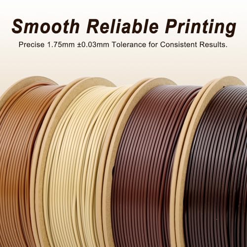 Image of PLA Force Filament Wood Bundle, Wood 3D Printer Filament, 250g*4 | 4-Color 1.75mm Wood Filament Pack (Walnut /Teak /Cherry /Oak) Offers Rich, Natural Shades For Authentic Rustic Crafts.