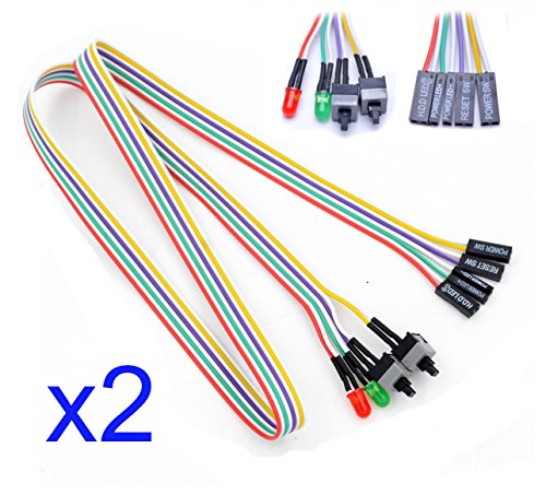 Rion Tech 68Cm Atx Pc Desktop Case Power On Off Reset Switch Cable With 2 X Led Lights, Computer Case Led Light Atx Power Supply Reset Hdd Switch Cable Red Green Atx Case Front Bezel Wire Kit(2 Pcs) #TOP5