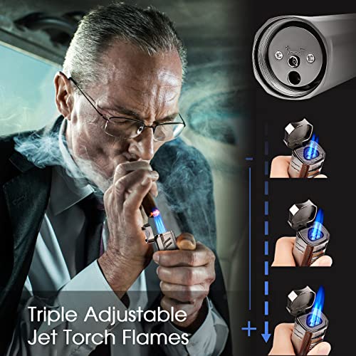 Encendedor triple antorcha con accesorios para cigarro miniatura 3