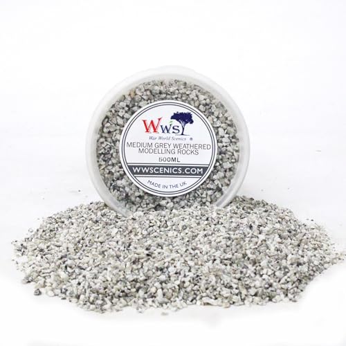 WWScenics Medium Gray Weathered Modelling Rocks 1-3mm | 500ml Tub | Wargame Scenery & Basing Material
