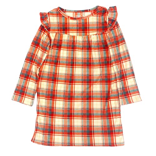Cat & Jack Girls Red & Green Plaid Fleece Holiday Nightgown Night Gown