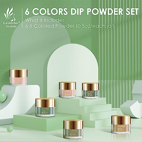 Lavender Violets 6 Colours Acrylic Dip Powder French Nail Art Manicure Large Capacity Dipping Powder Nail Powder DIY Early Green Brown JS207 - Image 4
