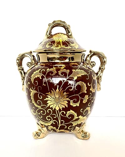 Sopera para Oya marron con acentos dorados./ OyaTureen with golden accents.…