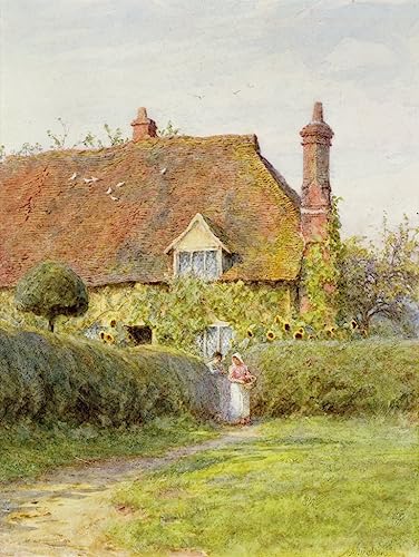 Tableau Cottage de tournesol Helen Allingham poster vintage deco murale chambre 60x90cm