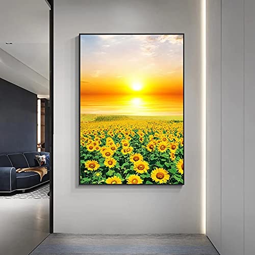 Peinture sur toile tournesol 70x100 cm pour décoration de chambre moderne
