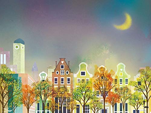 Amazon.co.jp: 額絵 [街路樹のある風景] 【月夜の街並み】 [F4] [横田