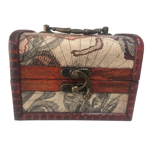 Adri - Cofre de madera pequeño para guardar joyas, joyeros de madera rusticos, mini Cofre Vintage para Joyas, ideales para regalitos y detalles. (COFRE CON ASA, 12,5 X 10,2 X 9 CM)