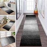 ZYFSHA Black & Grey Hallway Kitchen Rug - Non-Slip Washable Carpet Runner 120 x 180 cm Dirt Trapper Mat - Suitable for Bedroom Living Room Dining Room Kitchen