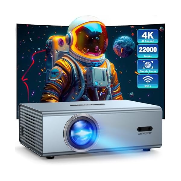 [Electric Focus]4K Projector with WiFi6 and Bluetooth 5.3, 22000L Outside Video Movie Projectors, OWNKNEW Outdoor Gaming Projector, Support Auto Keystone Correction for Phone