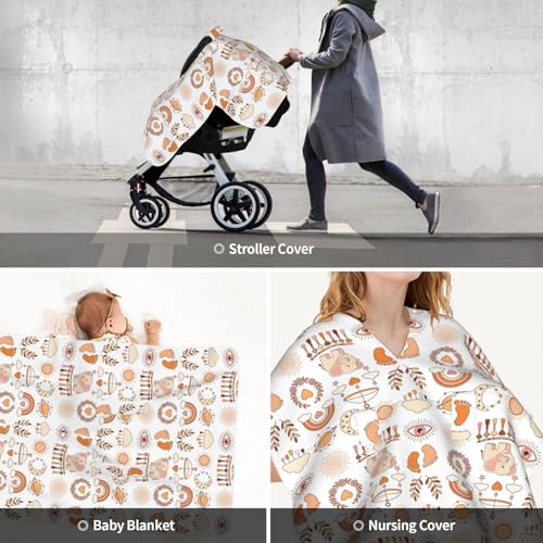 Image of Boho Baby Car Seat Canopy Cover, Nursing Cover for Newborn, Boho Baby Stuff Stroller Cover for All Seasons