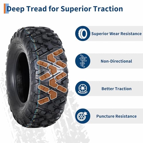 Image of GarveeTech ATV /UTV Tires, Set of 4-23x7-10 Front & 22x10-10 Rear All-Terrain Tires, 4-Ply Tubeless, for Off-Road, Mud, Dirt and Trails,A102