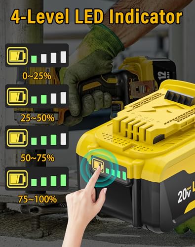 Image of 2Pack 12.0Ah Battery Replacement for Dewalt 20V MAX Battery and Charger Combo Compatible with Dewalt 20 Volt Lithium-Ion Batteries Cordless Power Tools