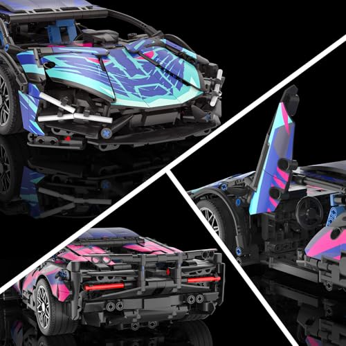 PIKARO Sports Race Car Building Set for Boys & Adults, 1:14 MOC Car Model Building Kits with LED Lights, Supercar Toys Birthday Gifts for Kids Teens Age 8-14 12-16 (1186 PCS) by PIKARO - Image 5