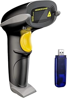 NADAMOO Wireless Barcode Scanner 328 Feet Transmission Distance USB Cordless 1D Laser Automatic Barcode Reader Handhold Bar Code Scanner with USB Receiver for Store, Supermarket, Warehouse