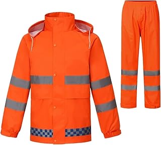 [Vilom] レインコート 上下セット 安全レイン メンズ レディース 雨合羽 仕事用 防災用 反射材付き 超軽量 防水 撥水 雨具 自転車 バイク アウトドア 通勤 通学 雨カッパ レインスーツ 雨対策 雨の日用