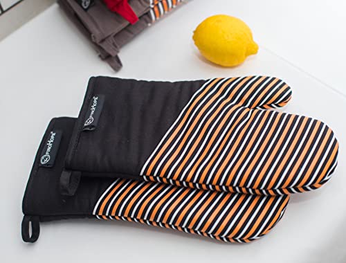 Oven Mitts High Heat Resistant Cotton Silicone Gloves 12 Inch For Kitchen Baking Cooking, Black #TOP6