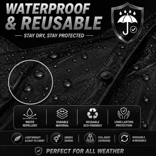 Image of Full Length Waterproof Raincoat for Men & Women | Hooded Transparent Rain Wear with Sleeves | Reusable Long Rain Jacket for Bike Riding, Travel, Camping & Monsoon Protection